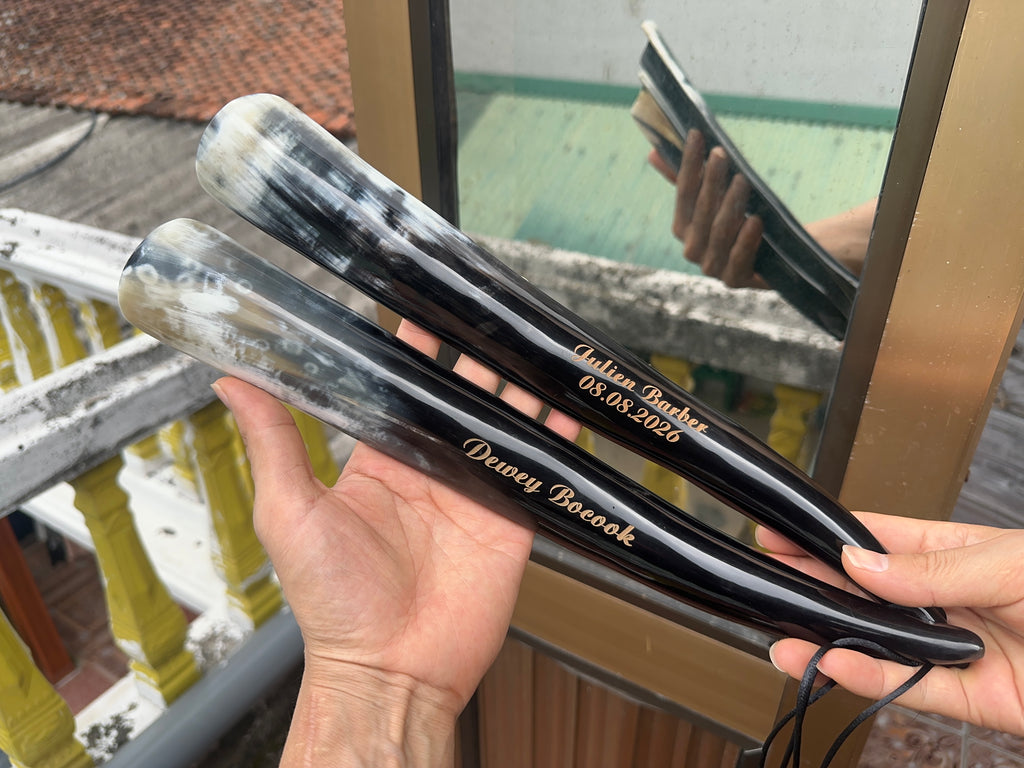 Personalized Natural Horn Shoe Horn – Length: 12.6 - 14 inch