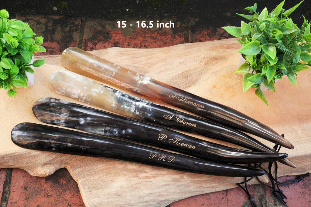 Personalized Natural Horn Shoe Horn – Length: 15 - 16.5 inch