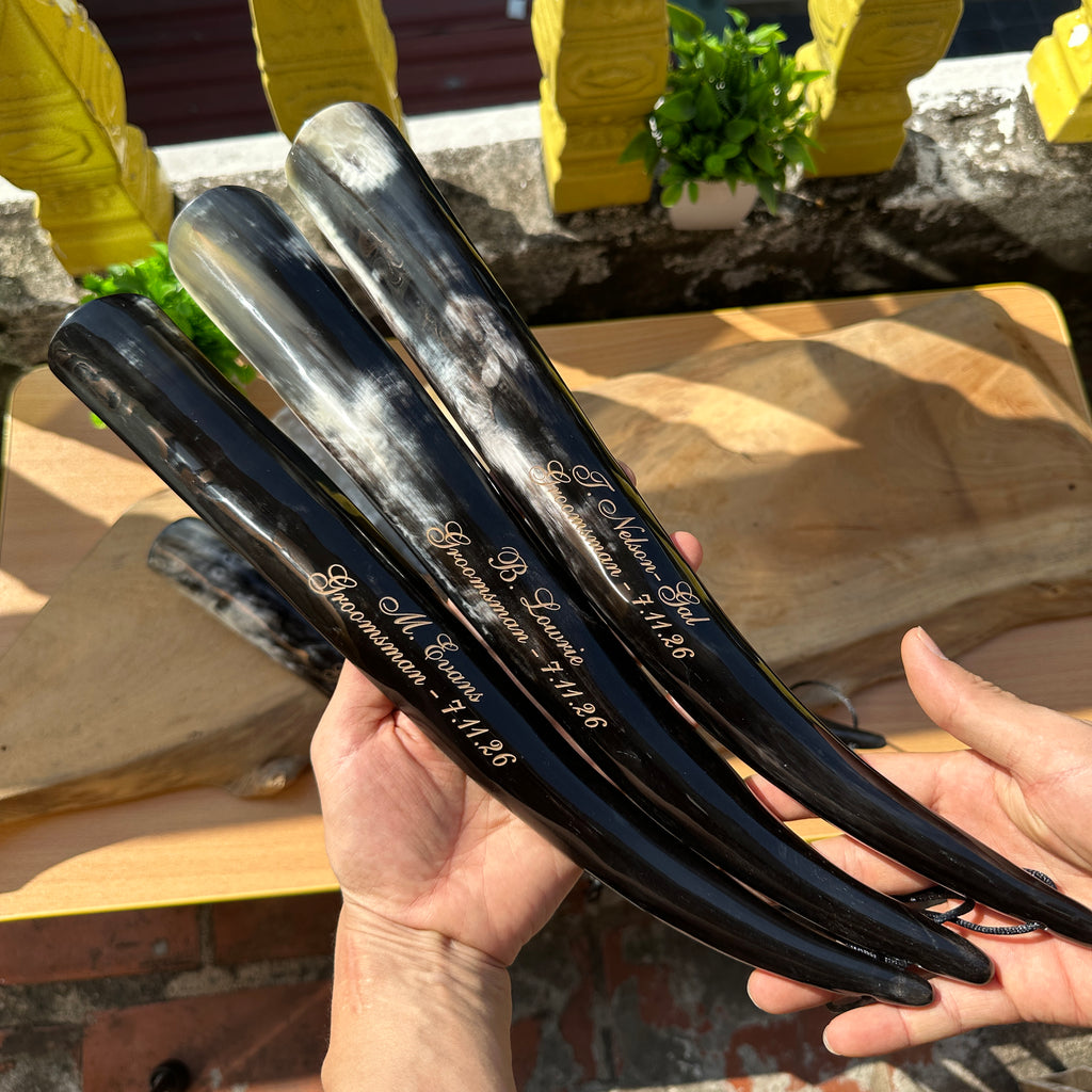 Personalized Natural Horn Shoe Horn – Length: 12.6 - 14 inch