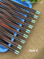 Custom Personalized Engraved Rosewood Chopsticks Set with Mother of Pearl Inlay