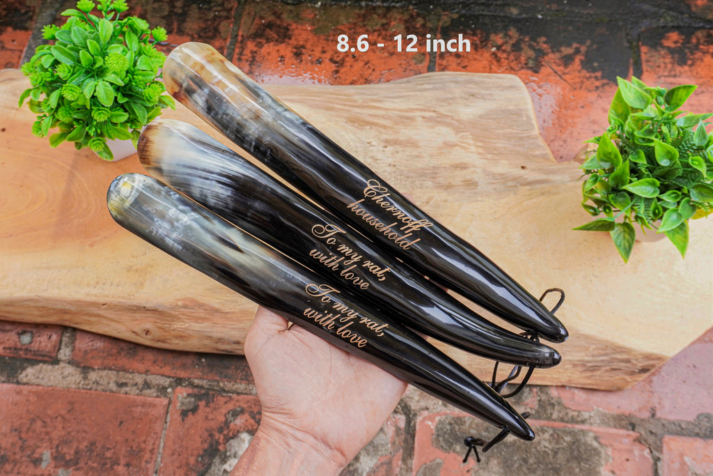 Personalized Natural Horn Long Handle Shoe Horn – 6 Length Options