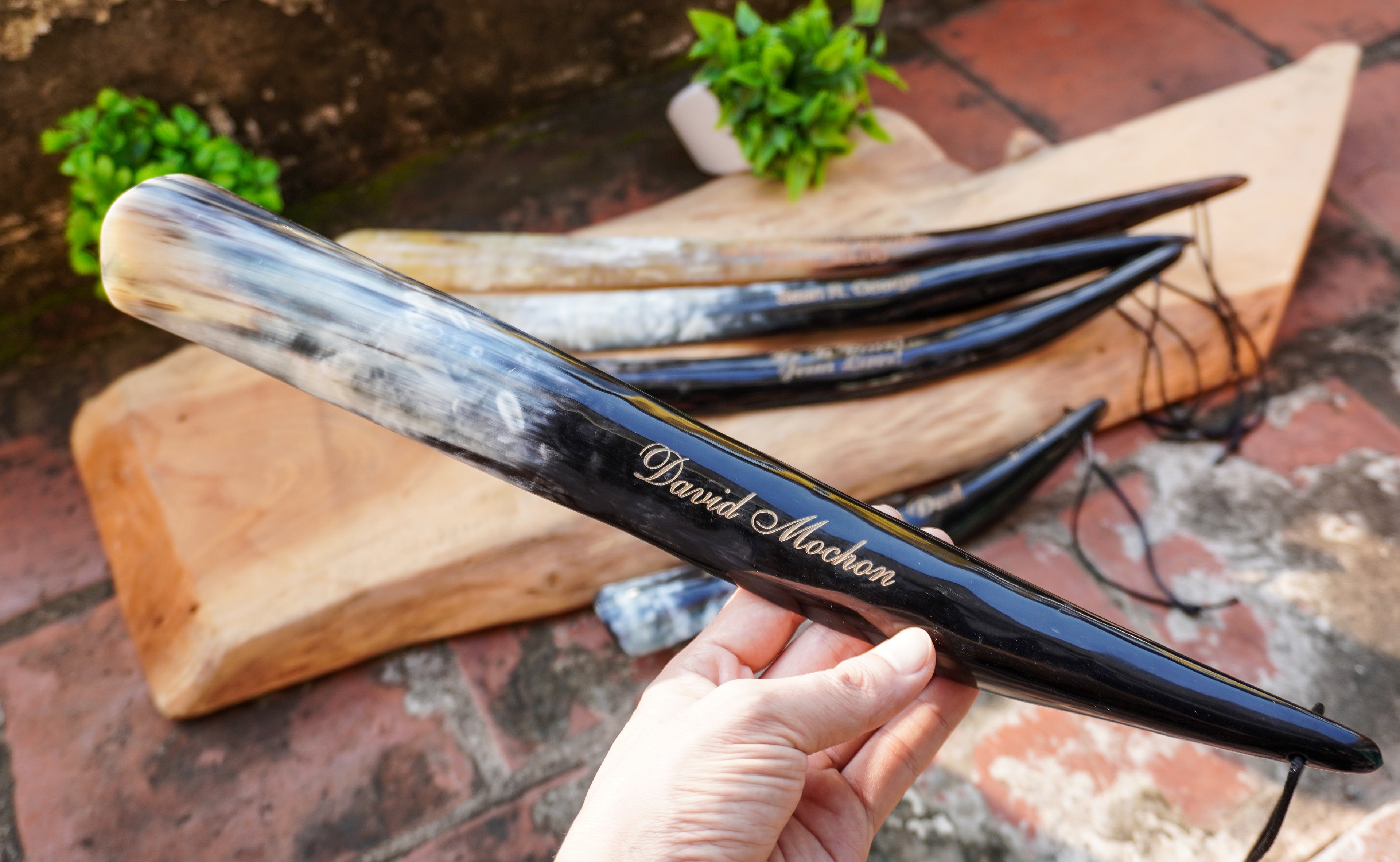 Personalized Natural Horn Shoe Horn – Length: 12.6 - 14 inch