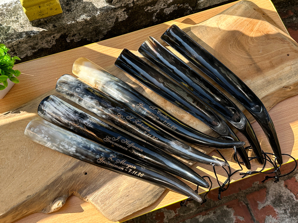 Personalized Natural Horn Shoe Horn – Length: 12.6 - 14 inch