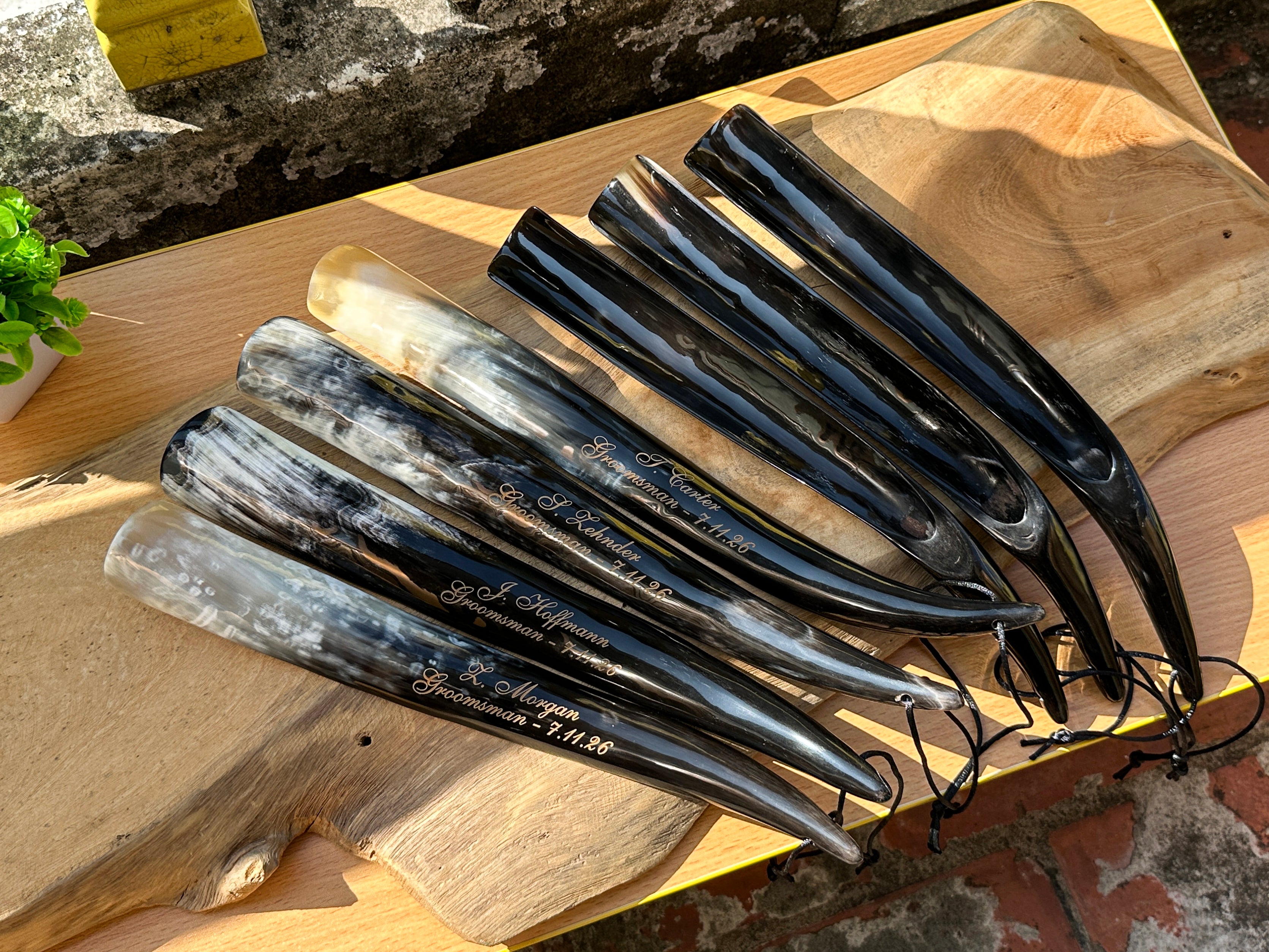 Personalized Natural Horn Shoe Horn – Length: 12.6 - 14 inch