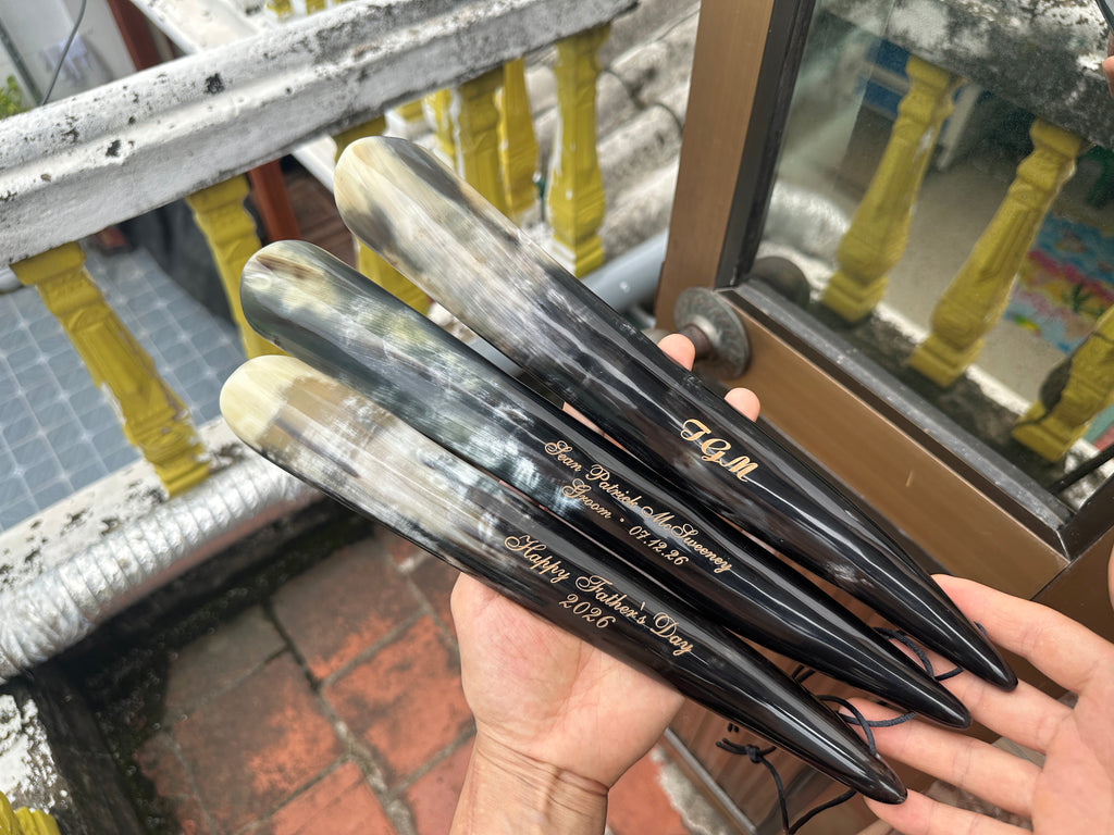 Personalized Natural Horn Shoe Horn – Length: 8.6 - 12 inch