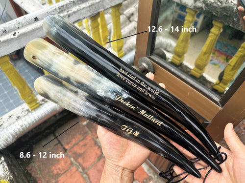 Personalized Natural Horn Shoe Horn – Length: 12.6 - 14 inch