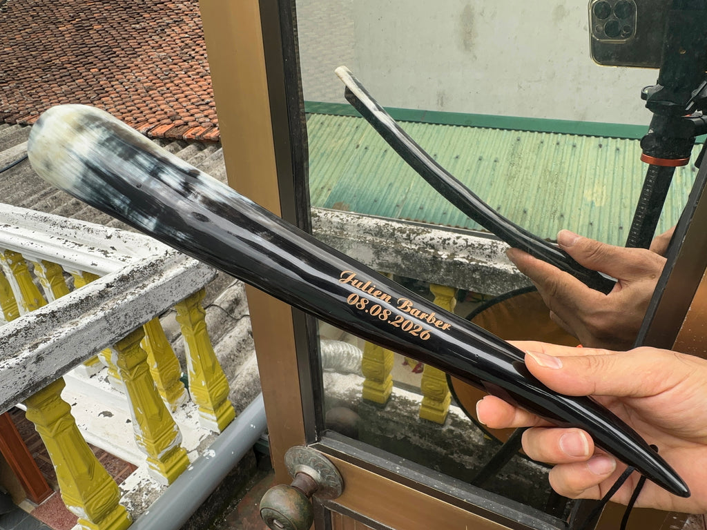 Personalized Natural Horn Shoe Horn – Length: 12.6 - 14 inch