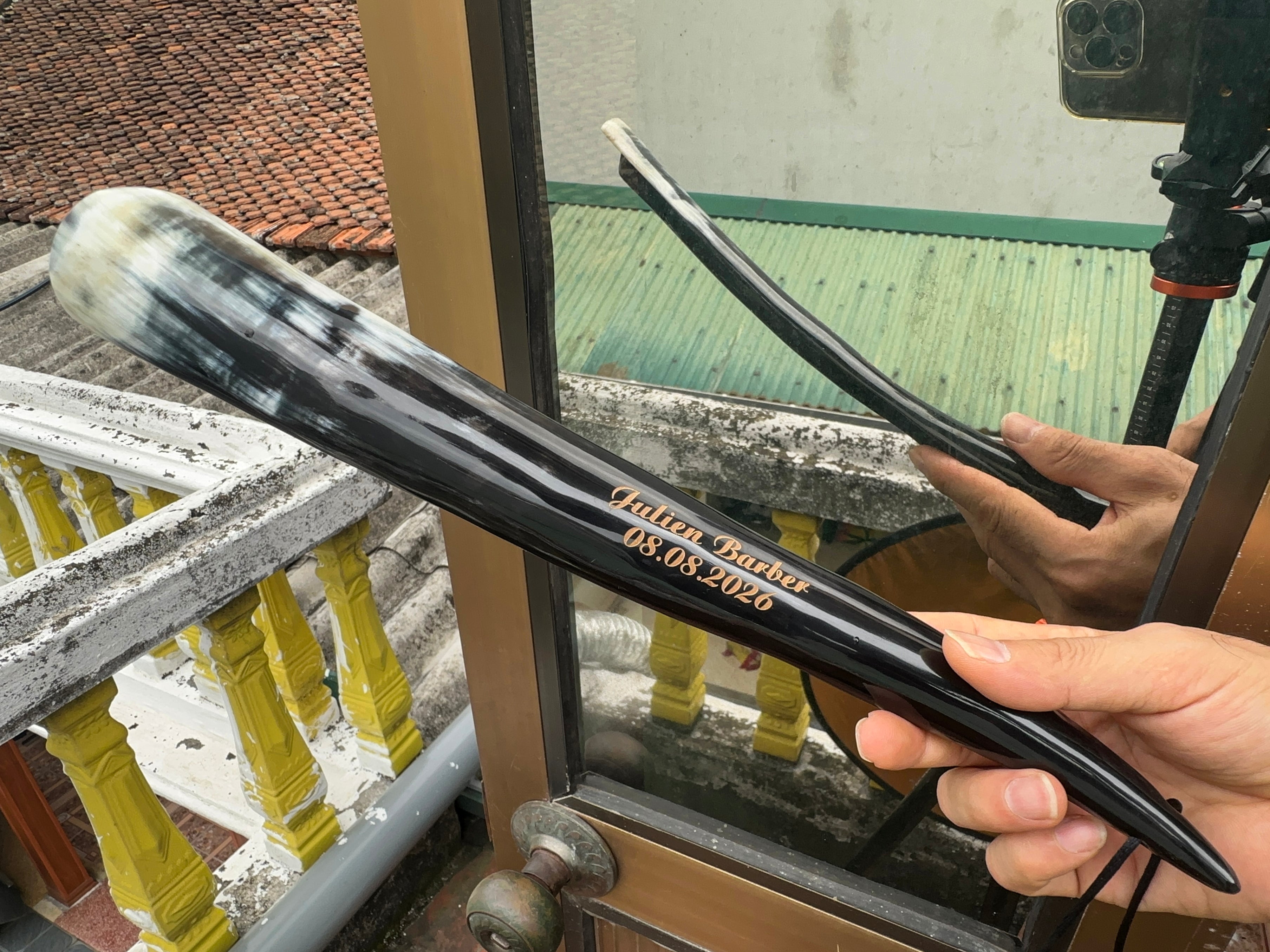 Personalized Natural Horn Shoe Horn – Length: 12.6 - 14 inch