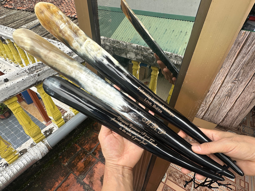 Personalized Natural Horn Long Handle Shoe Horn – 6 Length Options