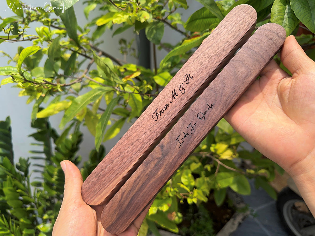 Custom Personalized Engraved Rosewood Chopsticks Set with Mother of Pearl Inlay