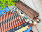 Custom Personalized Engraved Rosewood Chopsticks Set with Mother of Pearl Inlay